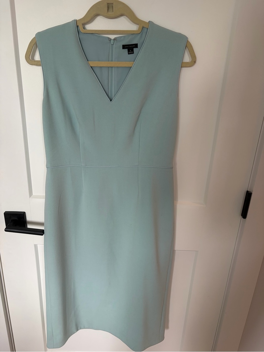 Ann Taylor Light Aqua V-Neck Sheath Dress